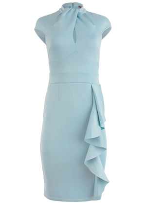 Cutout Ruffle Midi Dress - Light Blue - thumbnail-4