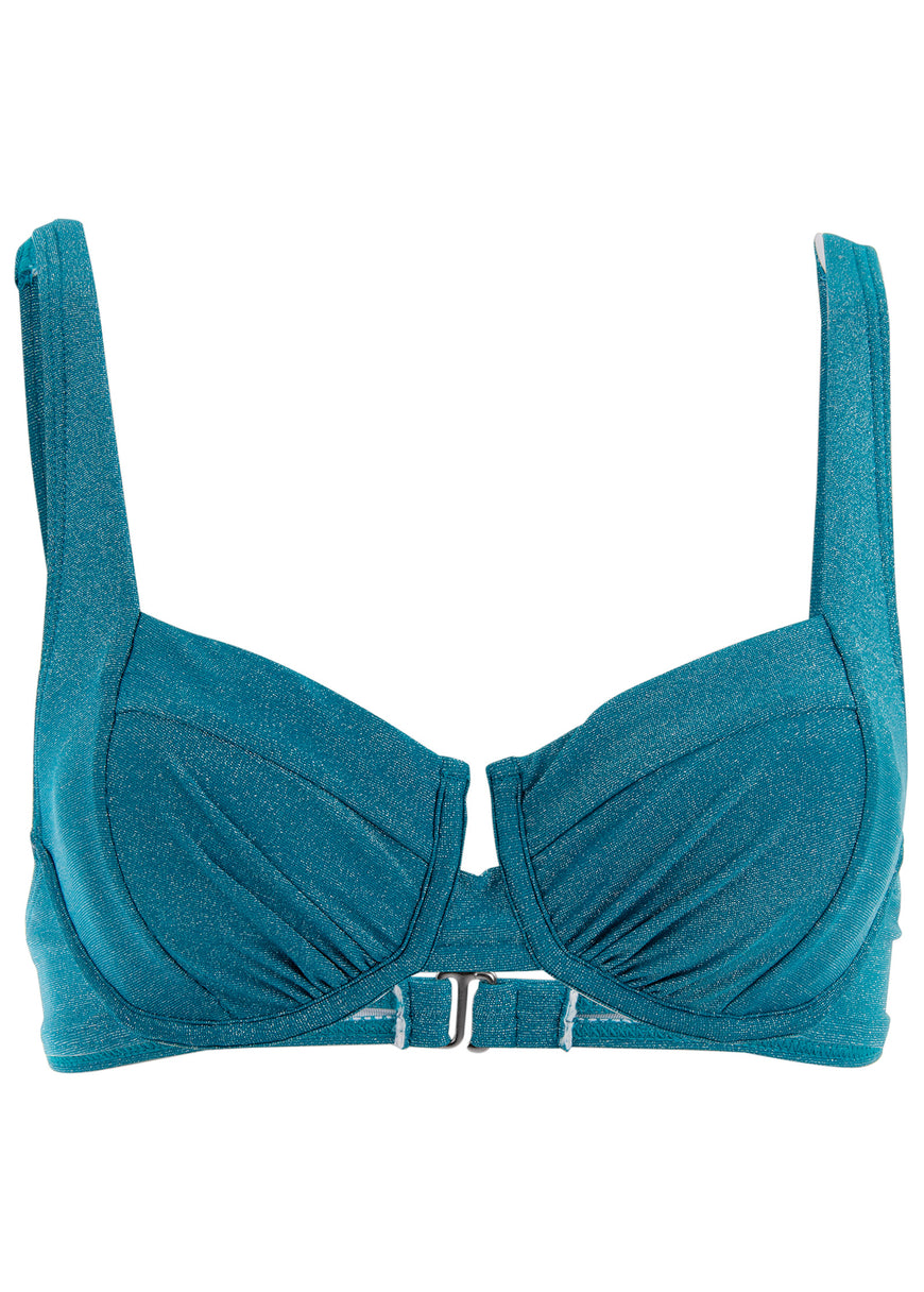 Color Block Underwire Top - Deep Teal