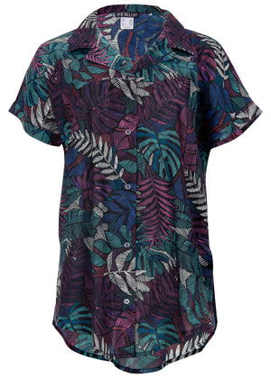 Beach Button Down Shirt - Tropical Leaves - thumbnail-4