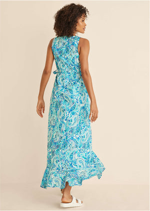 High-low wrap dress - Pisces Paisley - thumbnail-2