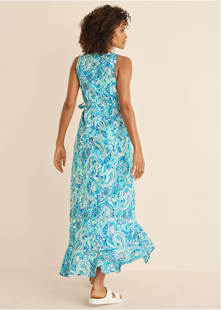 High-low wrap dress - Pisces Paisley