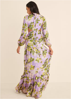 Sherbet Satin Maxi Dress - Fathoms Below Floral - thumbnail-2