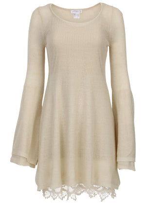 Boho sweater dress - Oatmeal - thumbnail-5