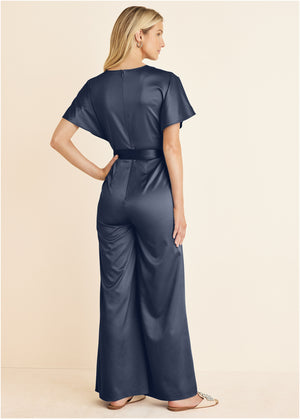 Flutter Sleeve Jumpsuit - Navy - thumbnail-2