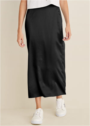 Midi Slip Skirt - Black - thumbnail-2