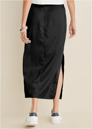 Midi Slip Skirt - Black - thumbnail-3