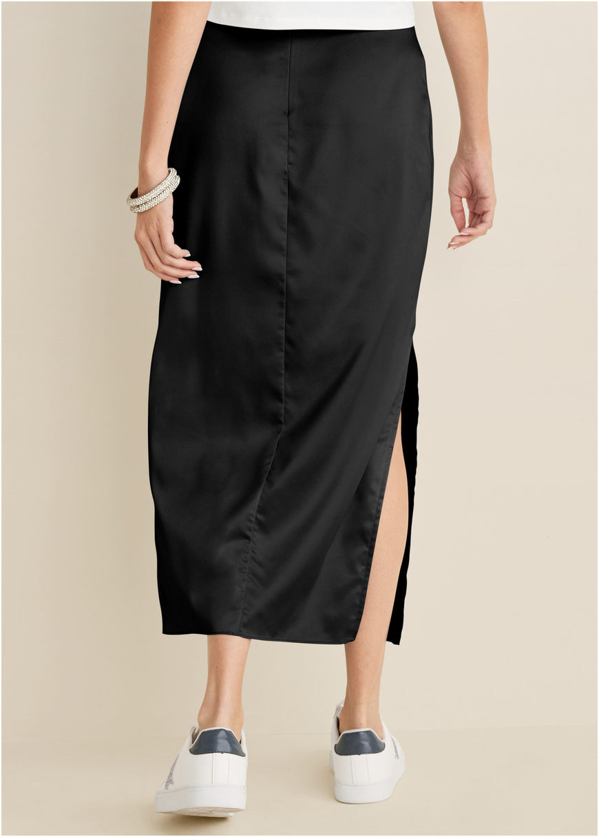 Midi Slip Skirt - Black