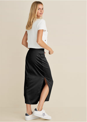 Midi Slip Skirt - Black - thumbnail-7