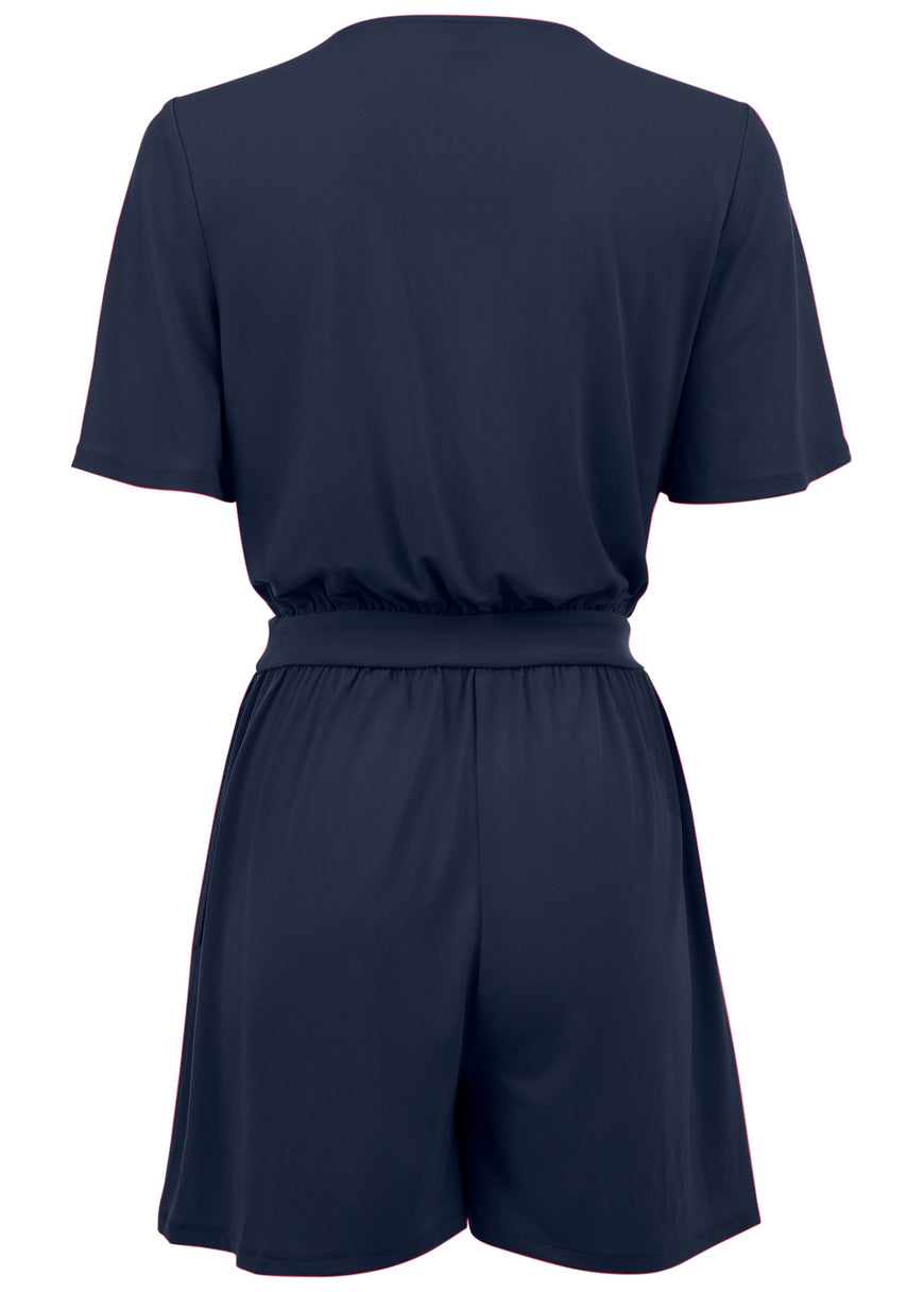 Tie Waist Romper - Navy