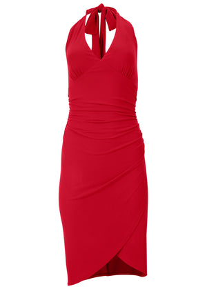 Halter wrap dress - Red - thumbnail-4