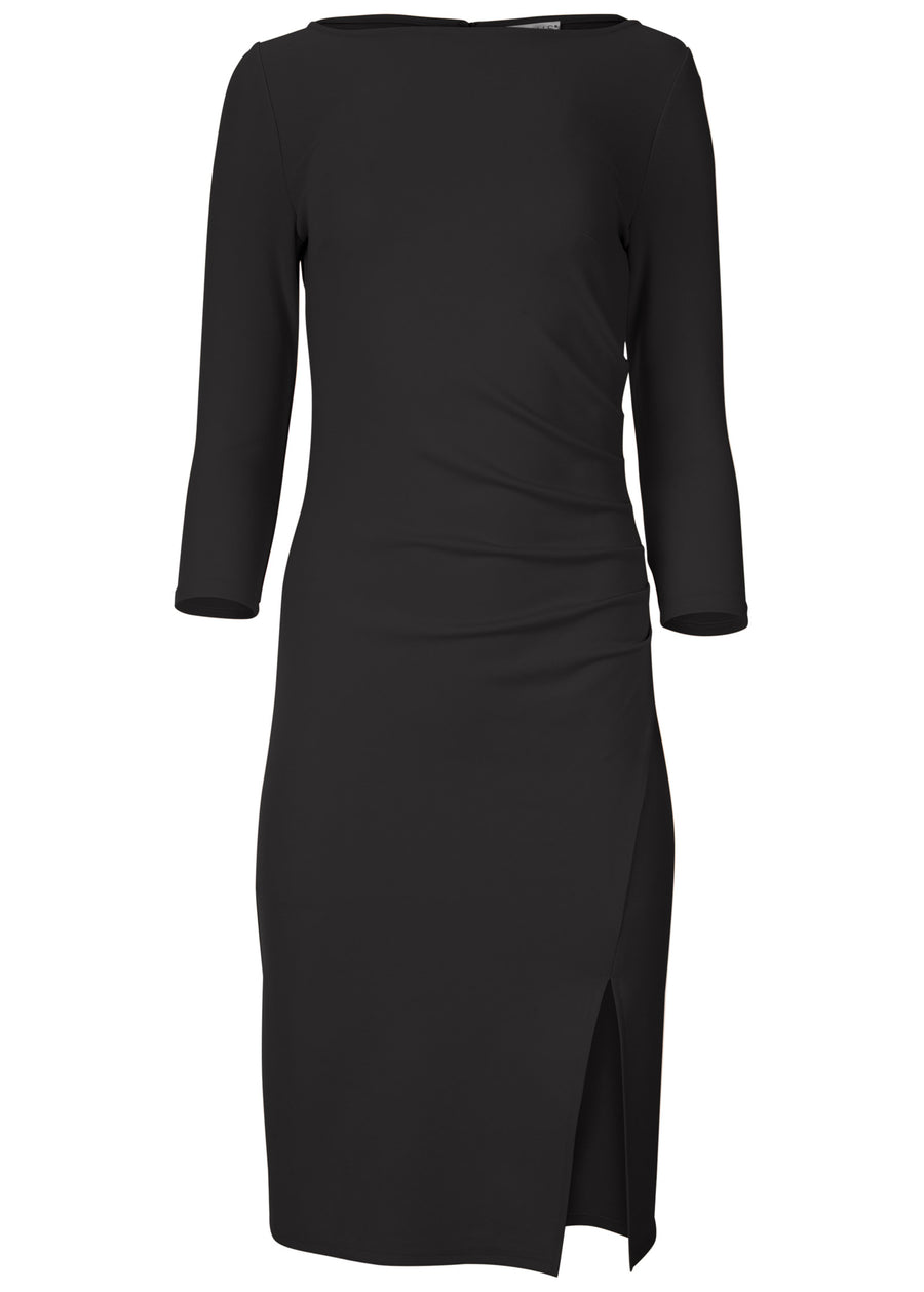 Robe midi froncée - Noir