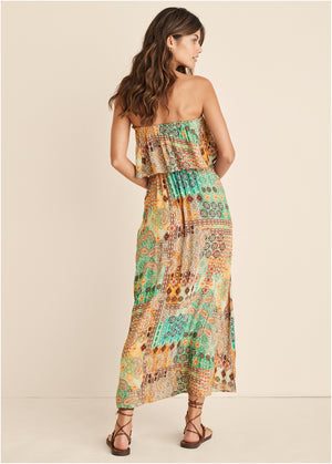 Paisley print maxi dress - Blue & Orange - thumbnail-2