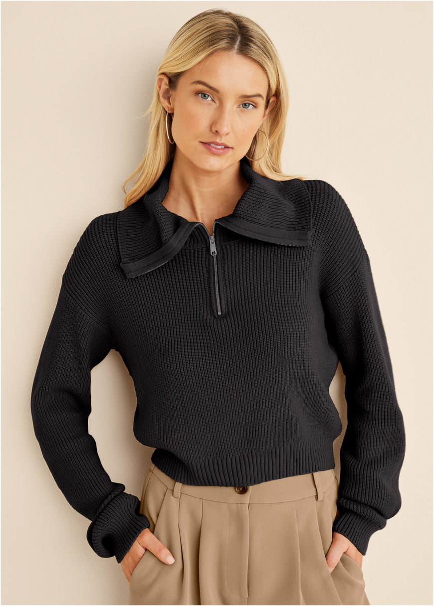 Pull quart de zip - Noir