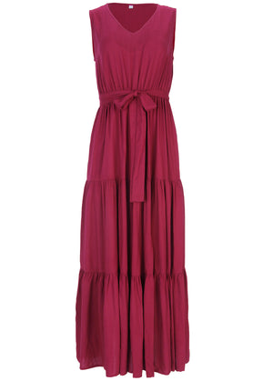 Wrap Tiered Maxi Dress - Mauve - thumbnail-3