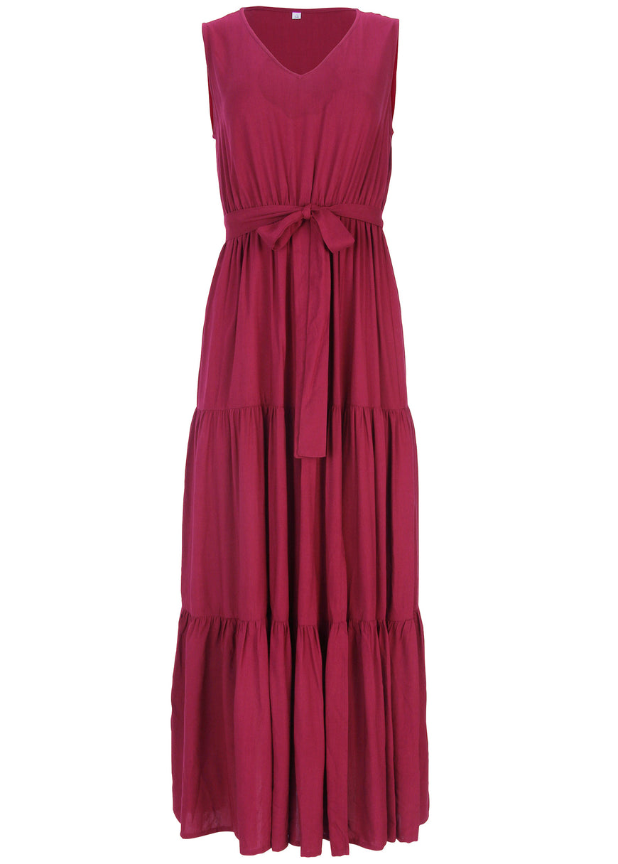 Robe longue portefeuille à volants - Mauve