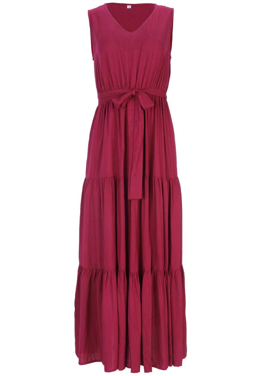 Wrap Tiered Maxi Dress - Mauve