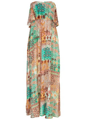 Paisley print maxi dress - Blue & Orange - thumbnail-3