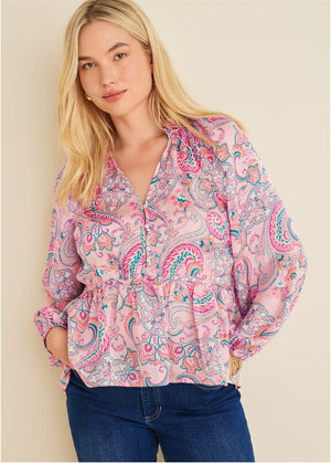 High-Low Blouse - Venetian Paisley - thumbnail-7