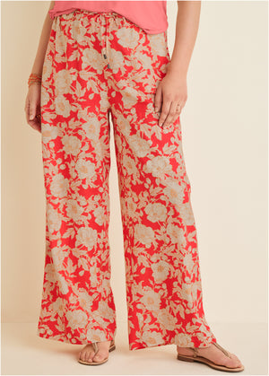 Cotton Linen Wide Leg Pants - Venetian Floral - thumbnail-7