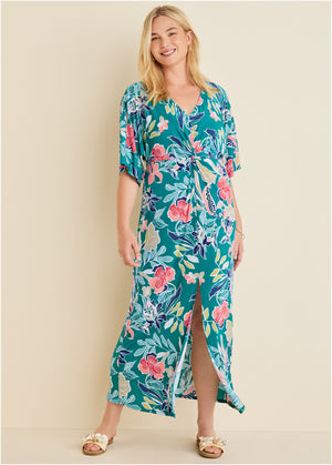 Twist Front Maxi Dress - Paradise Floral - thumbnail-6