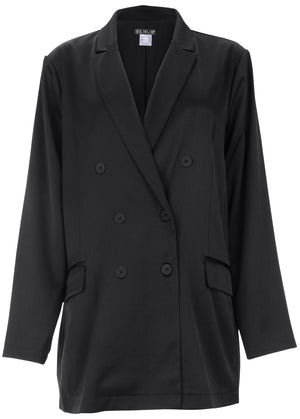 Double Breasted Blazer - Black - thumbnail-3