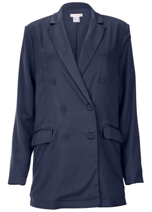 Double Breasted Blazer - Navy - thumbnail-3