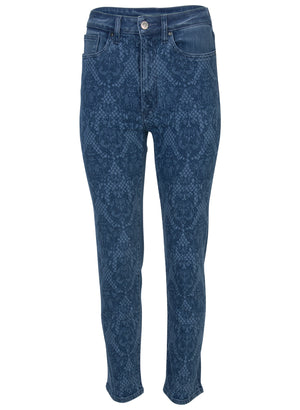 Lace Print Straight Jeans - Medium Wash - thumbnail-5