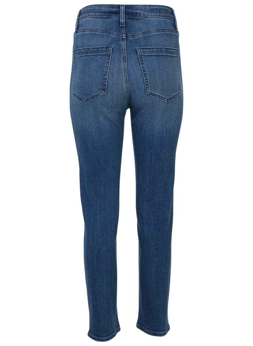 Lace Print Straight Jeans - Medium Wash