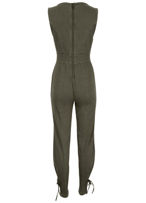 Twill Utility Jumpsuit - Olive - thumbnail-5