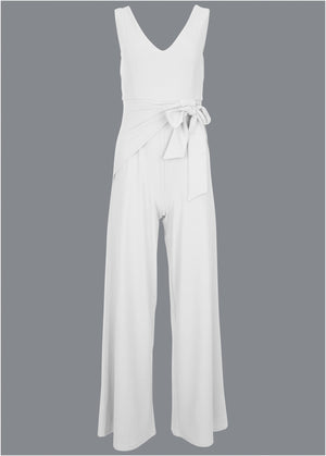 Wide leg jumpsuit - White - thumbnail-4