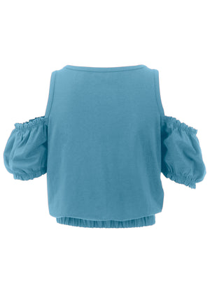 Cold Shoulder Top - Blue - thumbnail-5