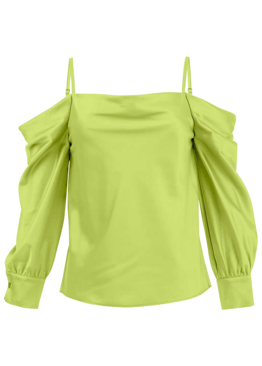 Cold Shoulder Blouse - Lime