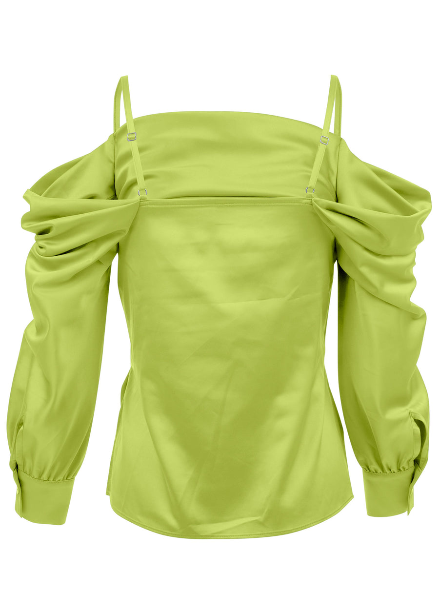 Cold Shoulder Blouse - Lime