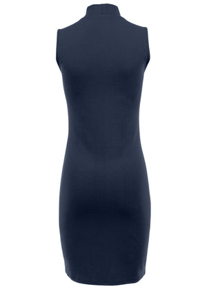 Mock Neck Mini Dress - Navy - thumbnail-4