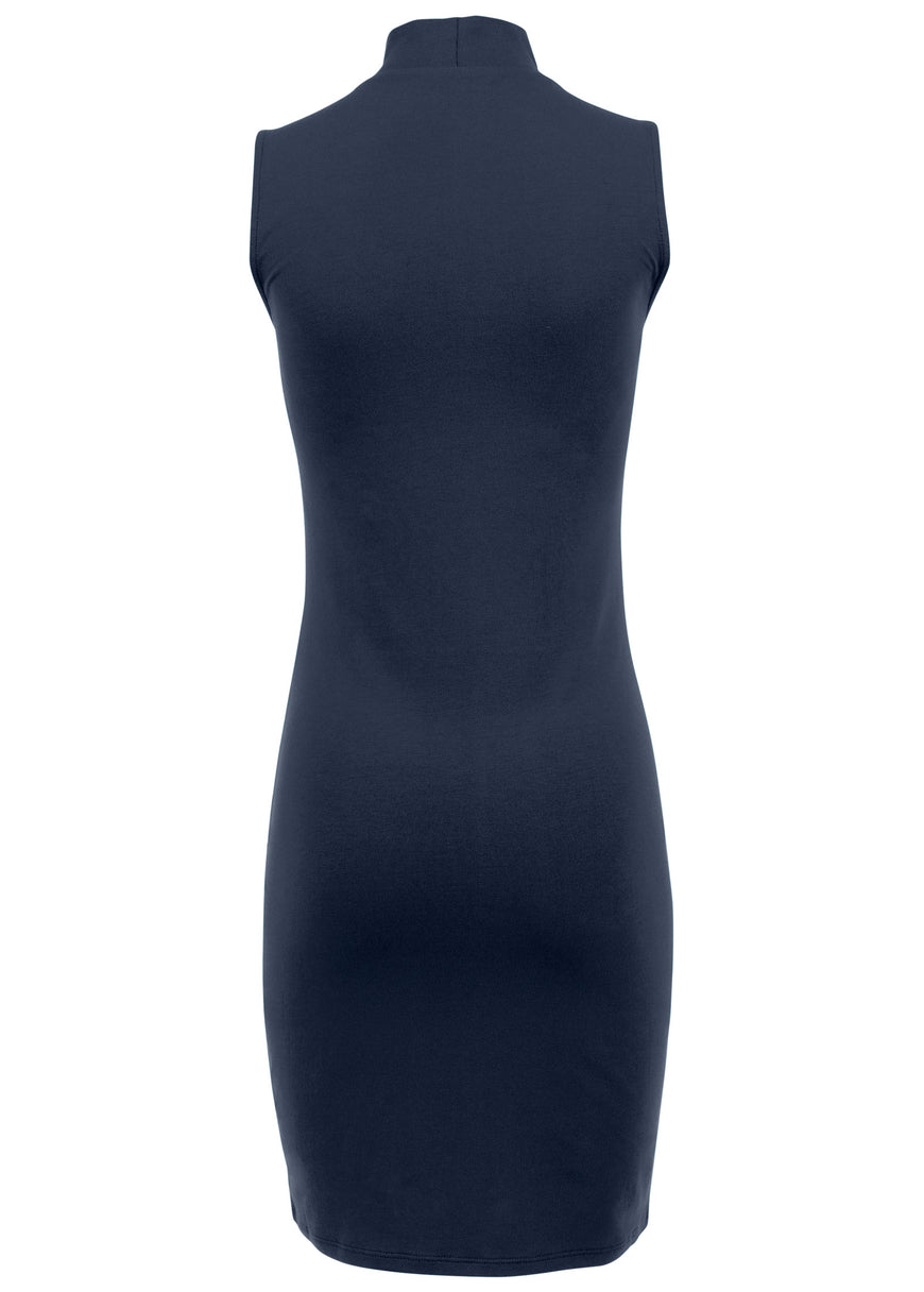 Mock Neck Mini Dress - Navy