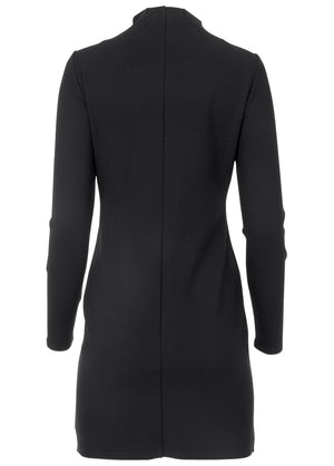 Ponte Quarter Zip Dress - Black - thumbnail-4