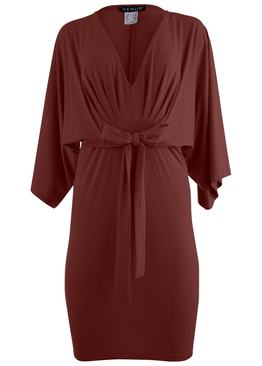 Tie Front Dress - Auburn