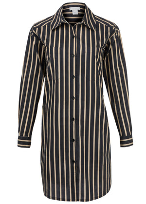 Shirt dress - Tan Black Stripe - thumbnail-3