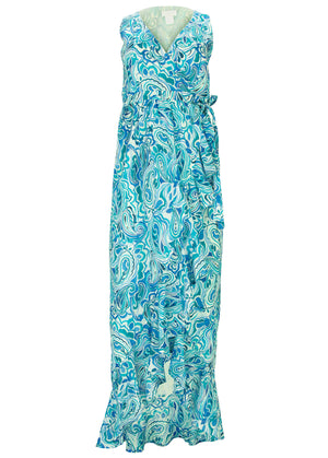 High-low wrap dress - Pisces Paisley - thumbnail-4