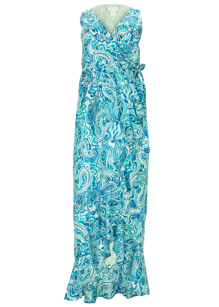 High-low wrap dress - Pisces Paisley