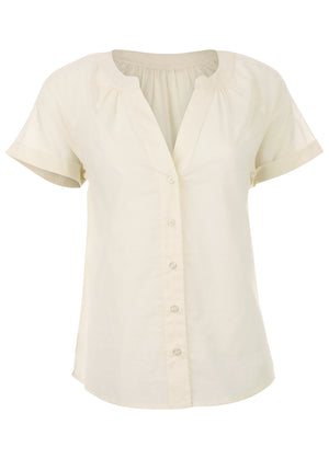 Short Sleeve Blouse - Cream - thumbnail-3