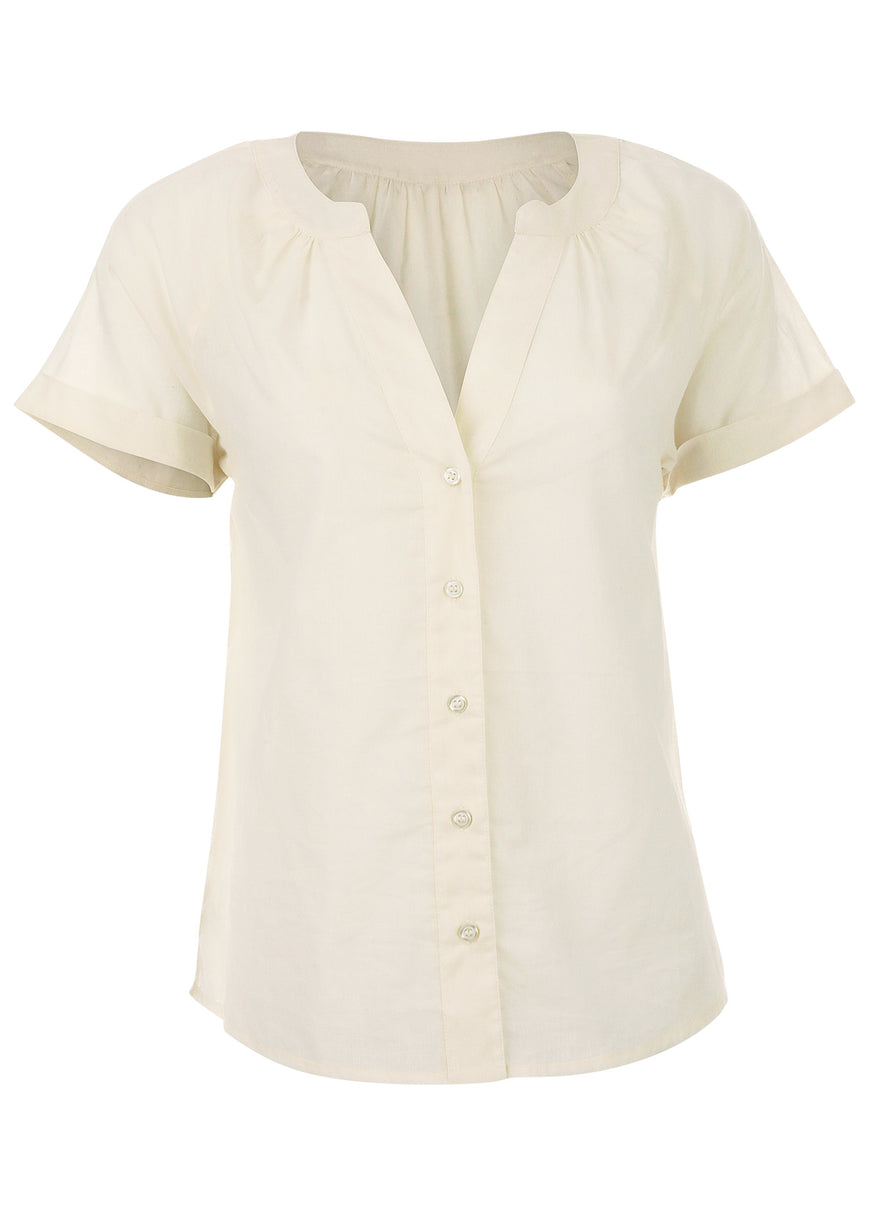 Short Sleeve Blouse - Cream