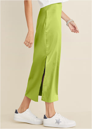 Midi Slip Skirt - Lime - thumbnail-4