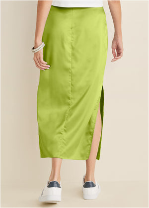 Midi Slip Skirt - Lime - thumbnail-3