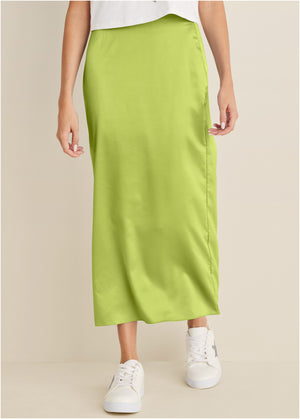 Midi Slip Skirt - Lime - thumbnail-2