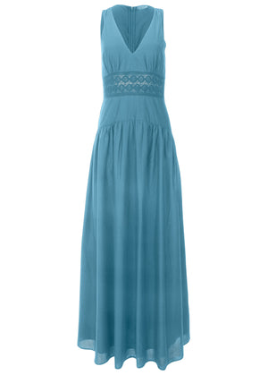 Lace Detail Drop Waist Maxi - Blue - thumbnail-4