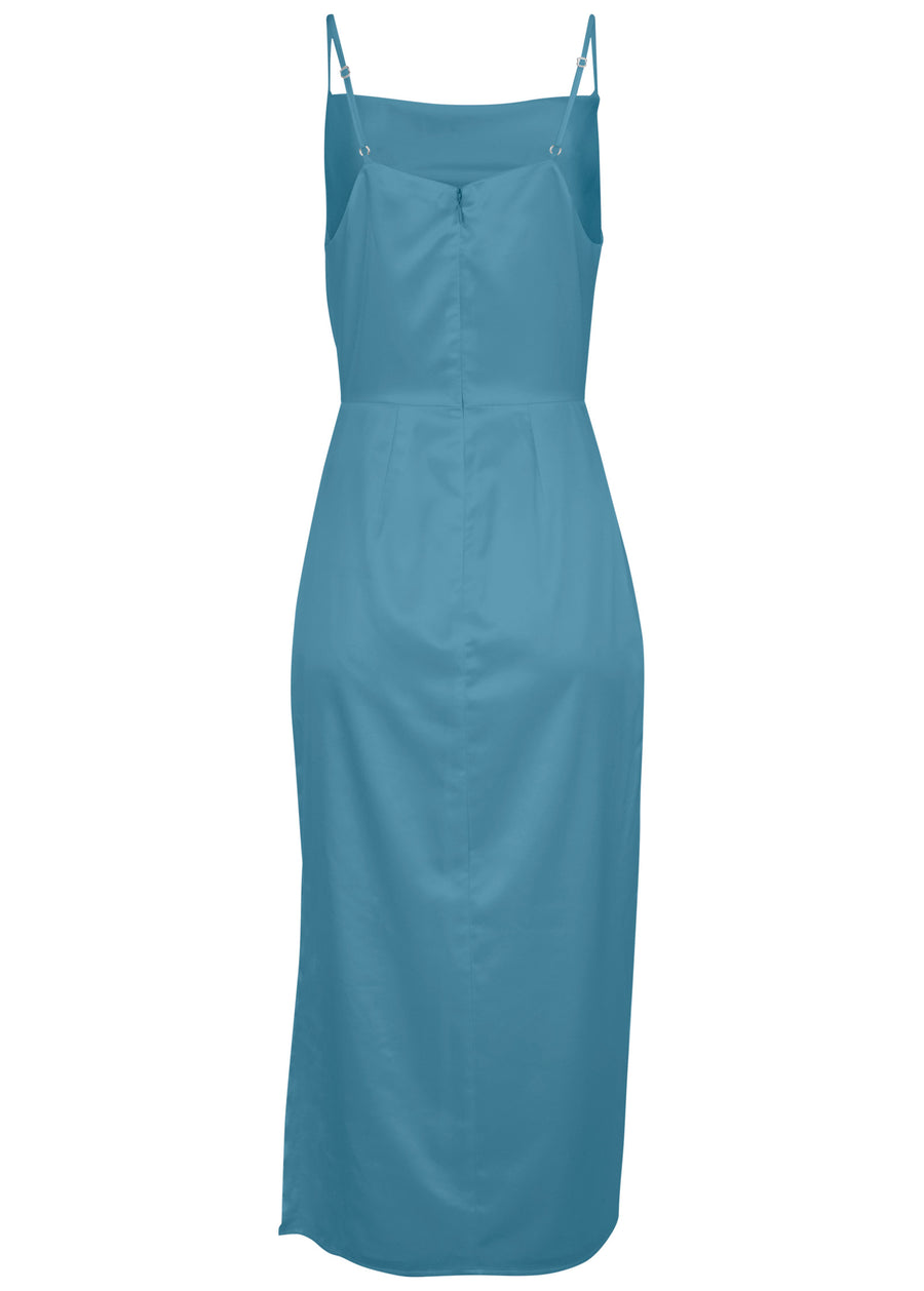 Cowl Neck Slip Dress - Blue