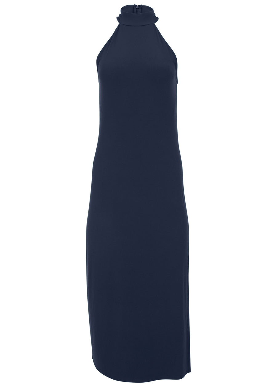 High Neck Midi Dress - Navy