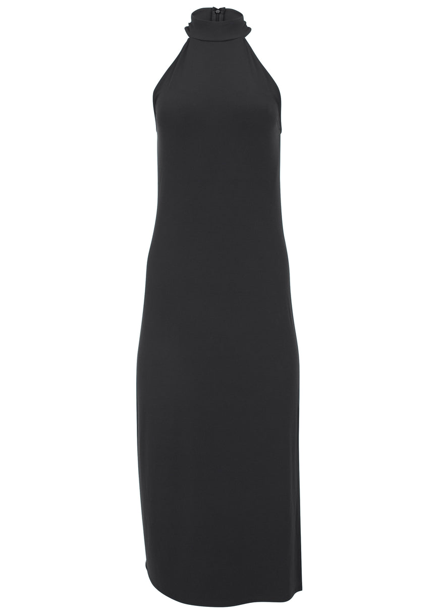 High neck midi dress - Black