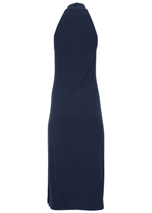 High Neck Midi Dress - Navy - thumbnail-5